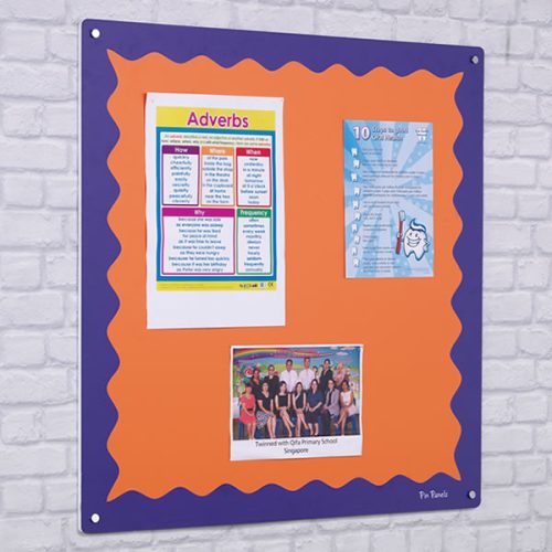 Two Tone Noticeboard with Wave ~colour Wave Border